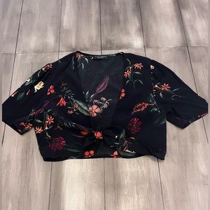 Zara Floral Tie Crop Top